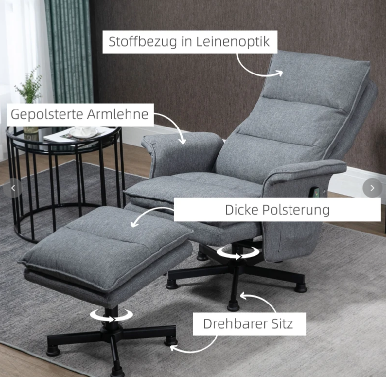 Massage-Bürostuhl mit Fußhocker