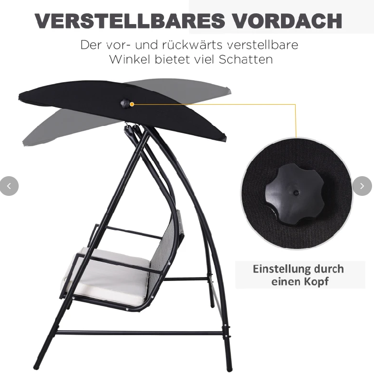 Hollywoodschaukel 3-Sitzer mit Dach Gartenschaukel