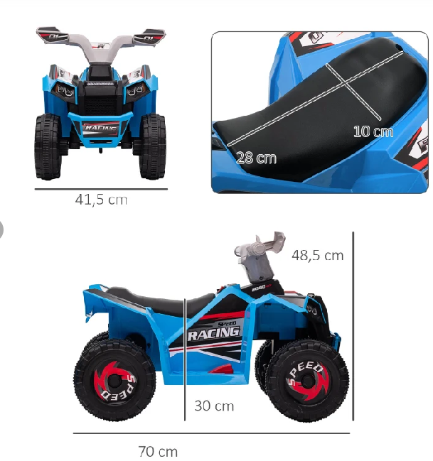 Elektro-Kinderquad blau und rot im Lager