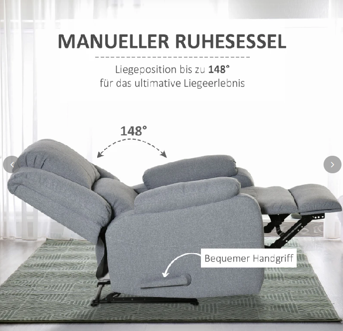 Relaxsessel Manuell Fernsehsessel mit Liegefunktion