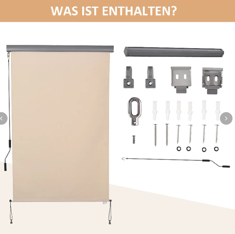 Senkrechtmarkise Balkonmarkise Vertikalmarkise 200 x 120 cm