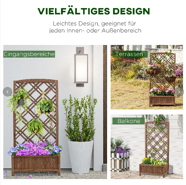 Hochbeet Blumenständer Garten Pflanzkasten mit Rankgitter