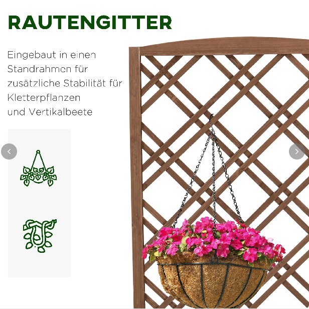 Hochbeet Blumenständer Garten Pflanzkasten mit Rankgitter