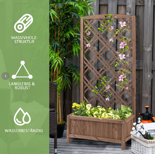Hochbeet Blumenständer Garten Pflanzkasten mit Rankgitter