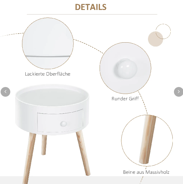 Beistelltisch mit Schublade Skandi-Design