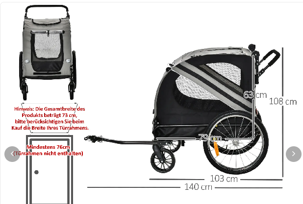 Hundeanhänger Fahrradanhänger 2-in-1