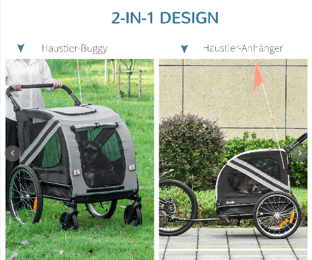 Hundeanhänger Fahrradanhänger 2-in-1