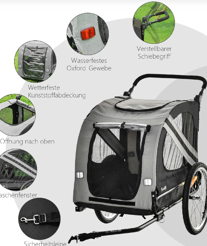 Hundeanhänger Fahrradanhänger 2-in-1