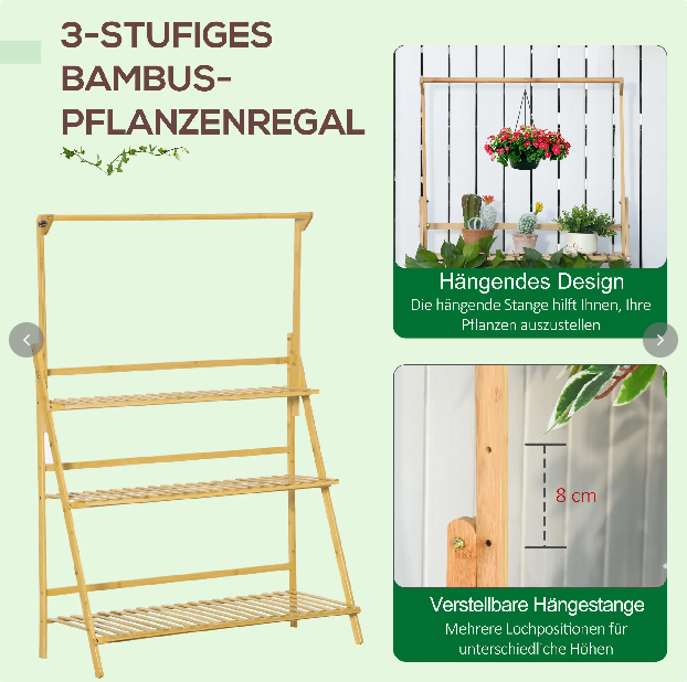 Blumentreppe aus Holz Pflanzenständer Leiterregal