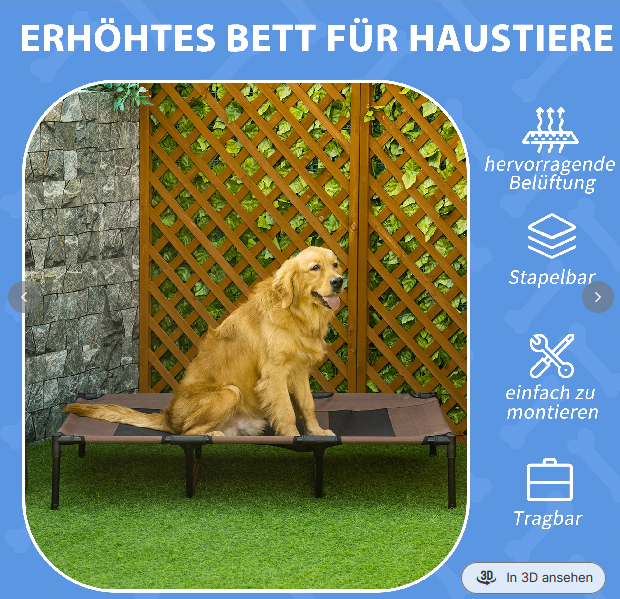 Hundebett, faltbar, Outdoor-Hundebett