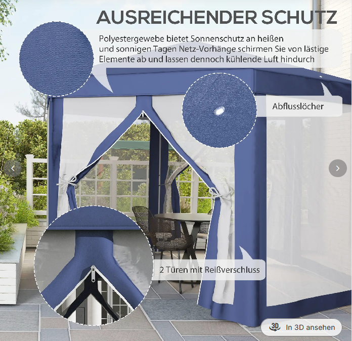 Pavillon Gartenpavillon mit Moskitonetz Partyzelt