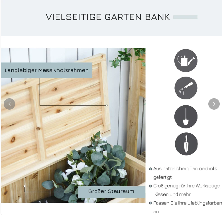 Gartenbank mit Stauraum