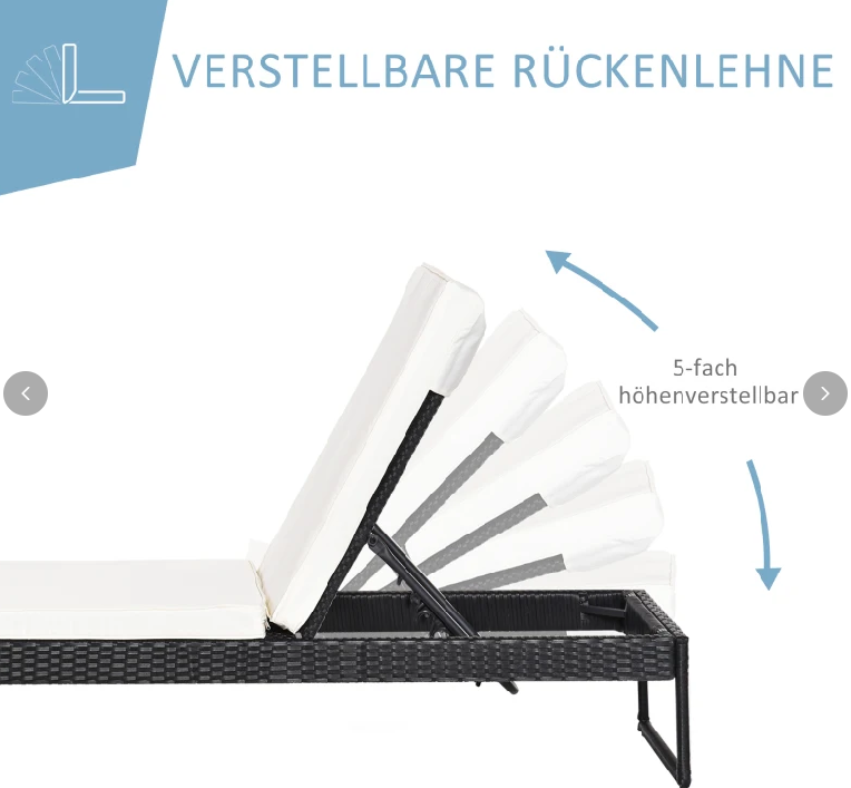 Set Sonnenliege mit verstellbarer Rücklehne Garten Liege Teetisch