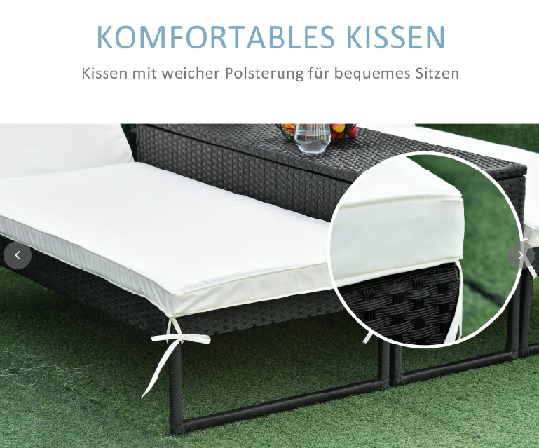 Set Sonnenliege mit verstellbarer Rücklehne Garten Liege Teetisch