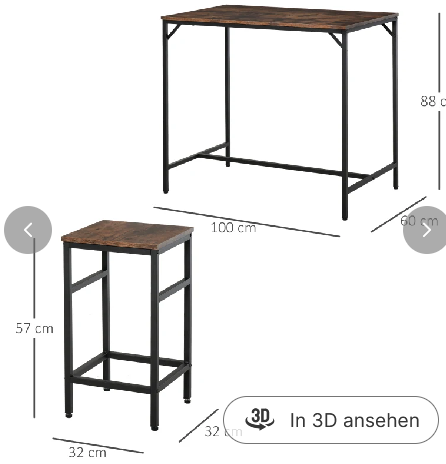 Bartisch mit Barhocker Set