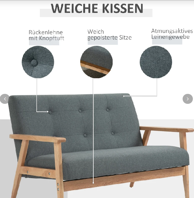Zweisitzer Stoffsofa Doppelsofa
