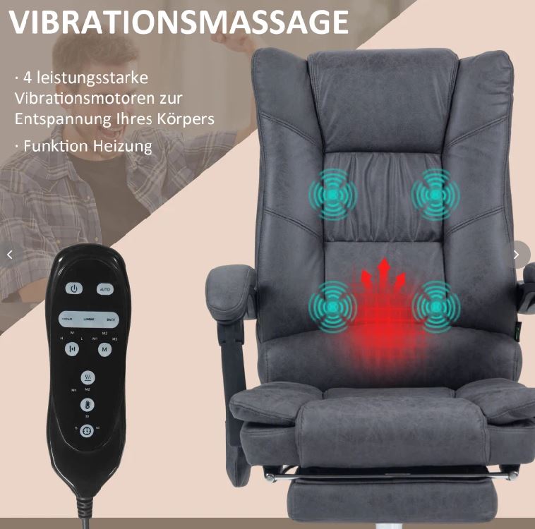 Bürostuhl mit Massagefunktion inkl. Fußstütze